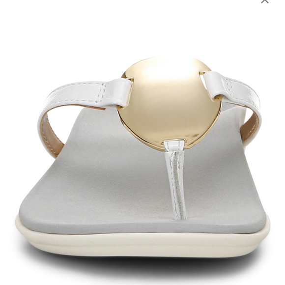 VIONIC RAYSA WHITE PATENT LEATHER SLIP-ON SUPPORTIVE TOE-POST THONG SANDAL Sz8.5 - Picture 7 of 11